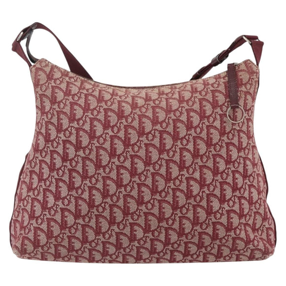 Christian Dior Trotter Canvas Shoulder Bag Red Silver Auth ka4100A