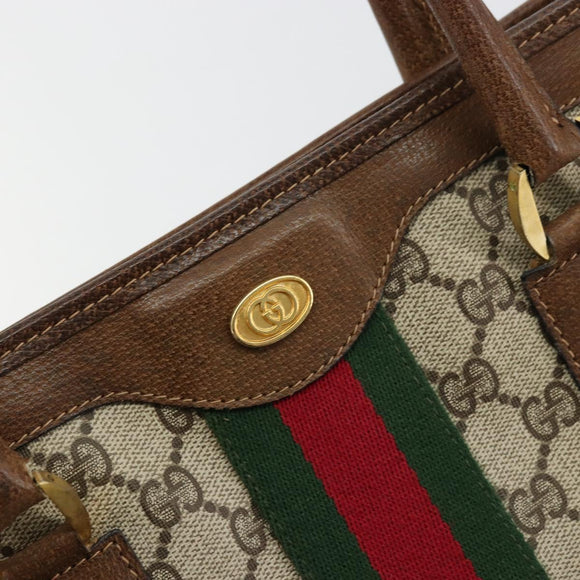 GUCCI GG Supreme Web Sherry Line Hand Bag PVC Beige Gold 002 4083 39 Auth ka4103