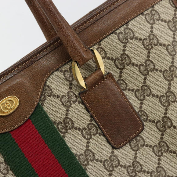 GUCCI GG Supreme Web Sherry Line Hand Bag PVC Beige Gold 002 4083 39 Auth ka4103