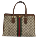 GUCCI GG Supreme Web Sherry Line Hand Bag PVC Beige Gold 002 4083 39 Auth ka4103-13