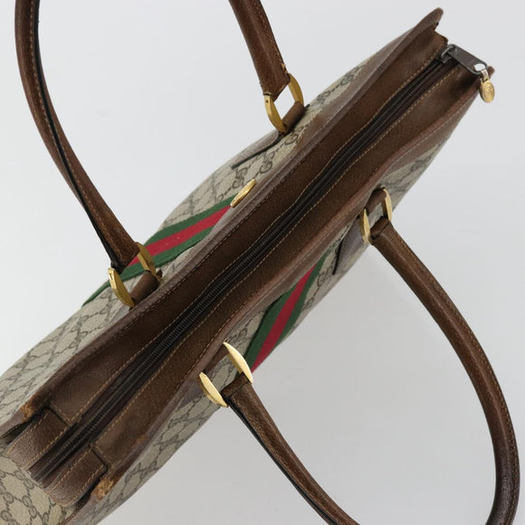 GUCCI GG Supreme Web Sherry Line Hand Bag PVC Beige Gold 002 4083 39 Auth ka4103
