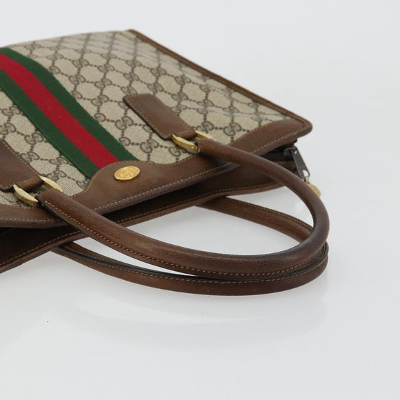 GUCCI GG Supreme Web Sherry Line Hand Bag PVC Beige Gold 002 4083 39 Auth ka4103