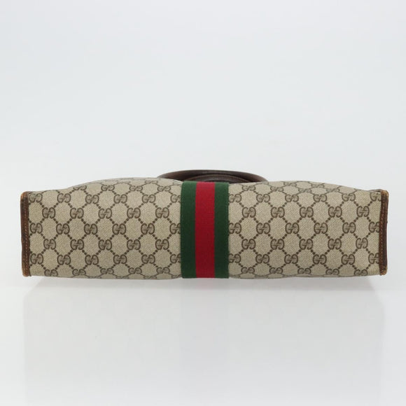 GUCCI GG Supreme Web Sherry Line Hand Bag PVC Beige Gold 002 4083 39 Auth ka4103