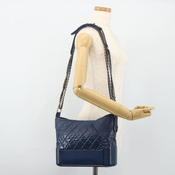 CHANEL Chain Gabriel De Chanel Bag Caviar Skin Blue Gold CC Auth ka4104SAV