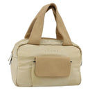 LOEWE Hand Bag Leather Beige Silver Auth ka4107-1