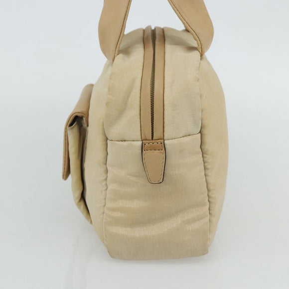 LOEWE Hand Bag Leather Beige Silver Auth ka4107