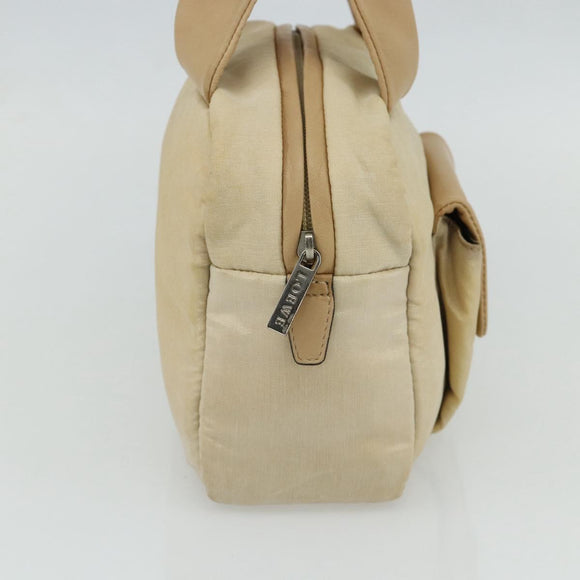 LOEWE Hand Bag Leather Beige Silver Auth ka4107