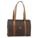 CELINE Macadam Canvas Tote Bag PVC Leather Brown Gold Auth ka4109-1