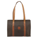 CELINE Macadam Canvas Tote Bag PVC Leather Brown Gold Auth ka4109-2