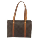CELINE Macadam Canvas Tote Bag PVC Leather Brown Gold Auth ka4109-3