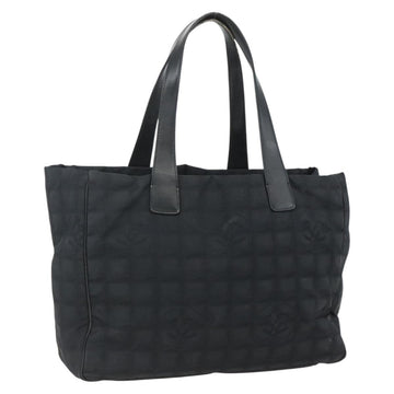 CHANEL New Travel Line Tote Bag Nylon Black gold CC Auth ka411