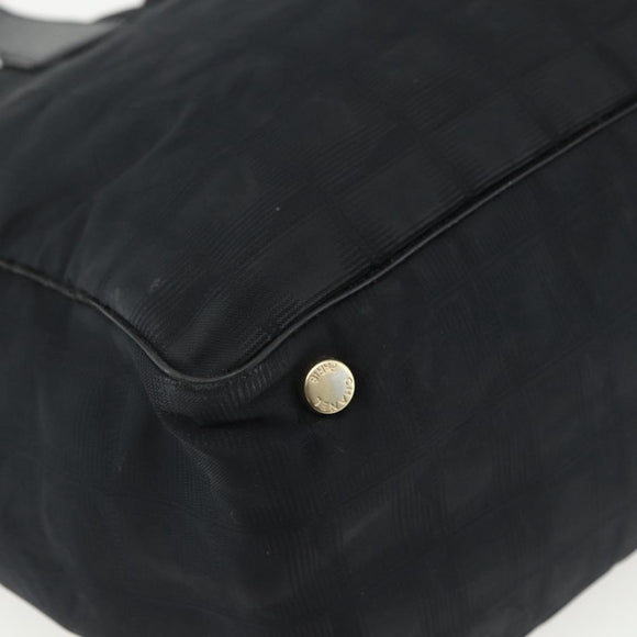 CHANEL New Travel Line Tote Bag Nylon Black gold CC Auth ka411