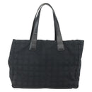 CHANEL New Travel Line Tote Bag Nylon Black gold CC Auth ka411-3