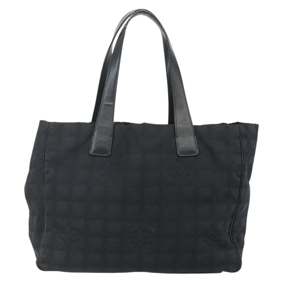 CHANEL New Travel Line Tote Bag Nylon Black gold CC Auth ka411