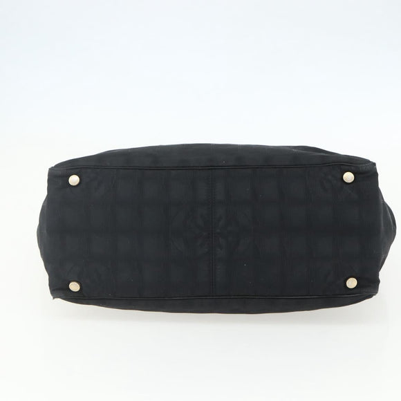 CHANEL New Travel Line Tote Bag Nylon Black gold CC Auth ka411