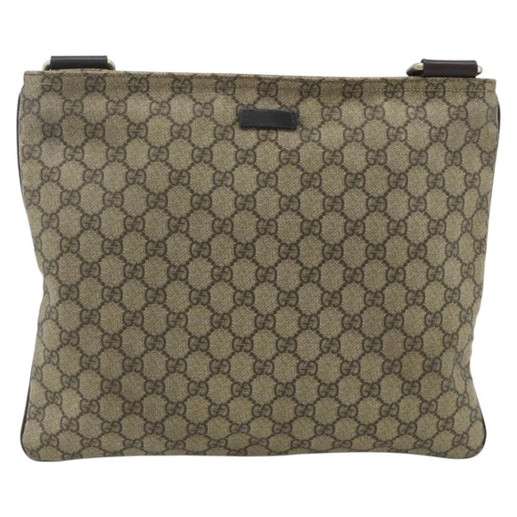GUCCI GG Supreme Shoulder Bag PVC Beige Gold 201446 Auth ka4112