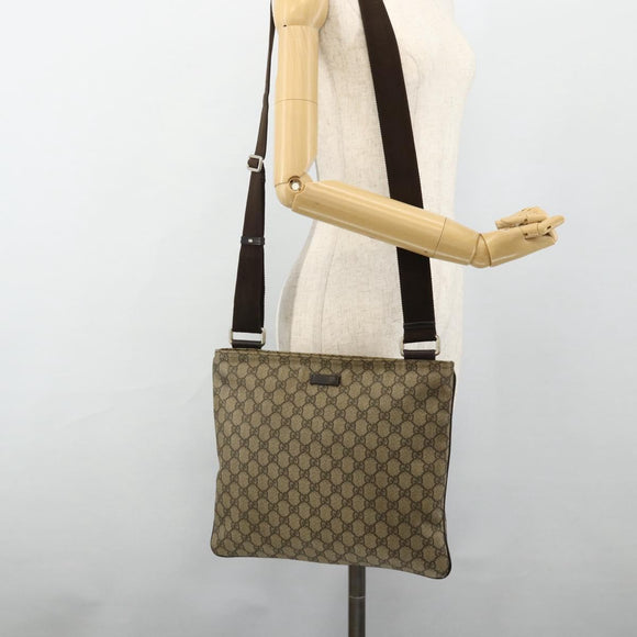 GUCCI GG Supreme Shoulder Bag PVC Beige Gold 201446 Auth ka4112