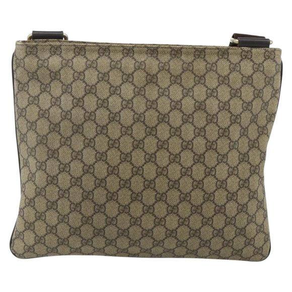 GUCCI GG Supreme Shoulder Bag PVC Beige Gold 201446 Auth ka4112