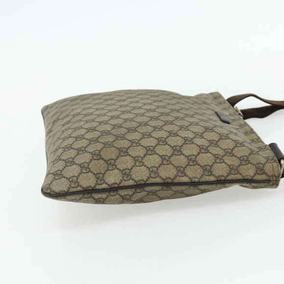 GUCCI GG Supreme Shoulder Bag PVC Beige Gold 201446 Auth ka4112