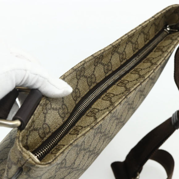 GUCCI GG Supreme Shoulder Bag PVC Beige Gold 201446 Auth ka4112