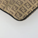 FENDI Zucchino Canvas Shoulder Bag Beige Silver Auth ka4113-14