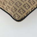 FENDI Zucchino Canvas Shoulder Bag Beige Silver Auth ka4113-16