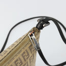 FENDI Zucchino Canvas Shoulder Bag Beige Silver Auth ka4113-10