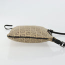 FENDI Zucchino Canvas Shoulder Bag Beige Silver Auth ka4113-3
