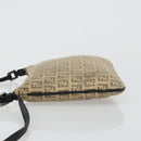 FENDI Zucchino Canvas Shoulder Bag Beige Silver Auth ka4113-4