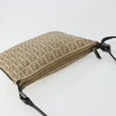 FENDI Zucchino Canvas Shoulder Bag Beige Silver Auth ka4113-6