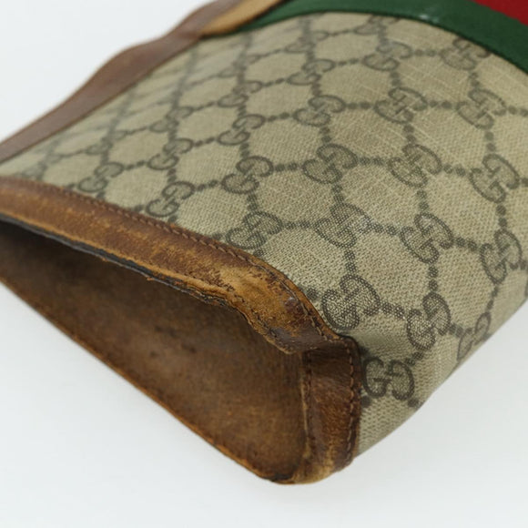 GUCCI GG Supreme Web Sherry Line Clutch Bag PVC Beige Red 422 39 012 Auth ka4114