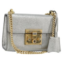 GUCCI Chain Shoulder Bag Leather Gold Silver 409487 Auth ka4117-1