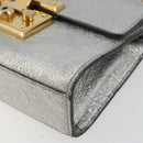 GUCCI Chain Shoulder Bag Leather Gold Silver 409487 Auth ka4117-8