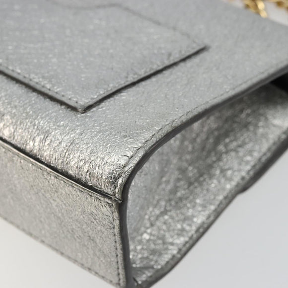 GUCCI Chain Shoulder Bag Leather Gold Silver 409487 Auth ka4117