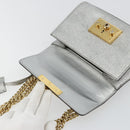 GUCCI Chain Shoulder Bag Leather Gold Silver 409487 Auth ka4117-10