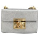 GUCCI Chain Shoulder Bag Leather Gold Silver 409487 Auth ka4117-13