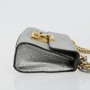 GUCCI Chain Shoulder Bag Leather Gold Silver 409487 Auth ka4117-3
