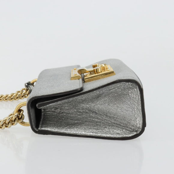 GUCCI Chain Shoulder Bag Leather Gold Silver 409487 Auth ka4117