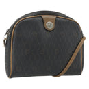 Christian Dior Honeycomb Canvas Shoulder Bag PVC Black Gold Auth ka4124-1