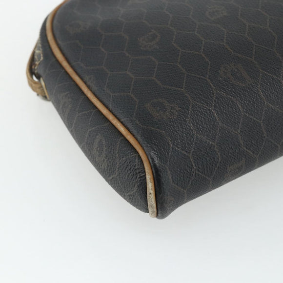 Christian Dior Honeycomb Canvas Shoulder Bag PVC Black Gold Auth ka4124