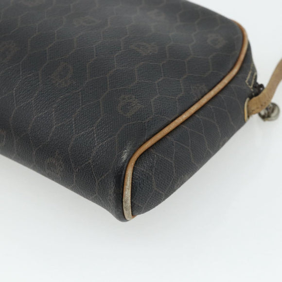 Christian Dior Honeycomb Canvas Shoulder Bag PVC Black Gold Auth ka4124