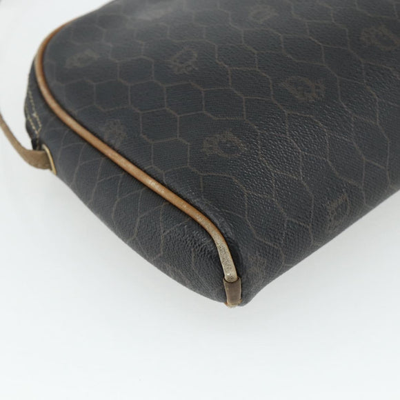 Christian Dior Honeycomb Canvas Shoulder Bag PVC Black Gold Auth ka4124