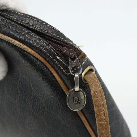 Christian Dior Honeycomb Canvas Shoulder Bag PVC Black Gold Auth ka4124