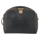 Christian Dior Honeycomb Canvas Shoulder Bag PVC Black Gold Auth ka4124-2