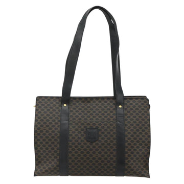 CELINE Macadam Canvas Tote Bag PVC Leather Black Gold Auth ka4128A - 0