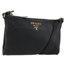 PRADA Vitterodino Shoulder Bag Leather Black Gold Auth ka4130-1