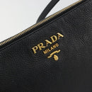 PRADA Vitterodino Shoulder Bag Leather Black Gold Auth ka4130-18