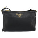 PRADA Vitterodino Shoulder Bag Leather Black Gold Auth ka4130-13