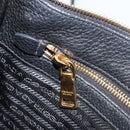 PRADA Vitterodino Shoulder Bag Leather Black Gold Auth ka4130-22