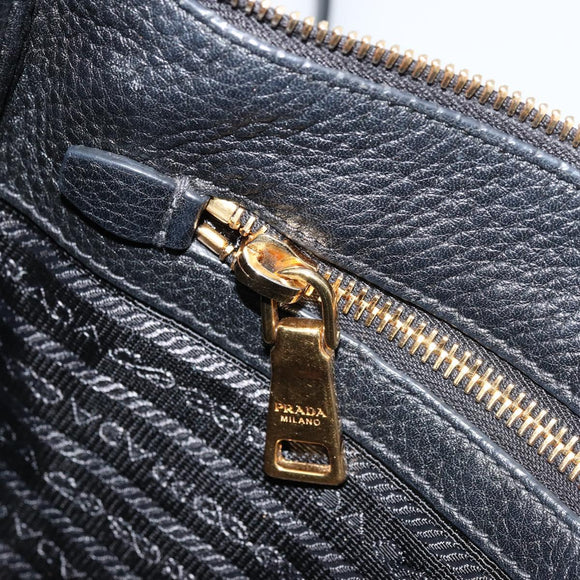 PRADA Vitterodino Shoulder Bag Leather Black Gold Auth ka4130